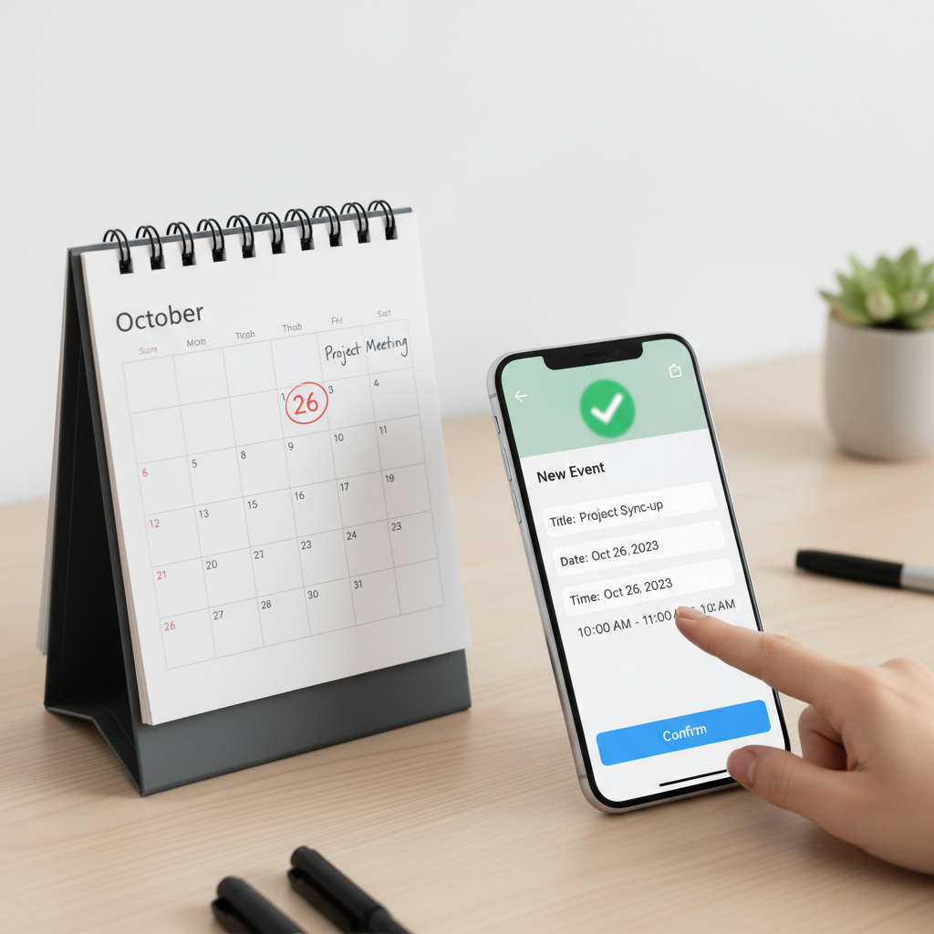 Scheduling an appointment on a smartphone and calendar