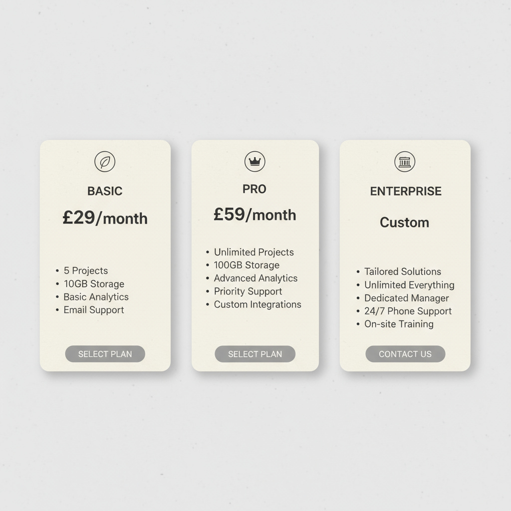 Illustration of pricing cards